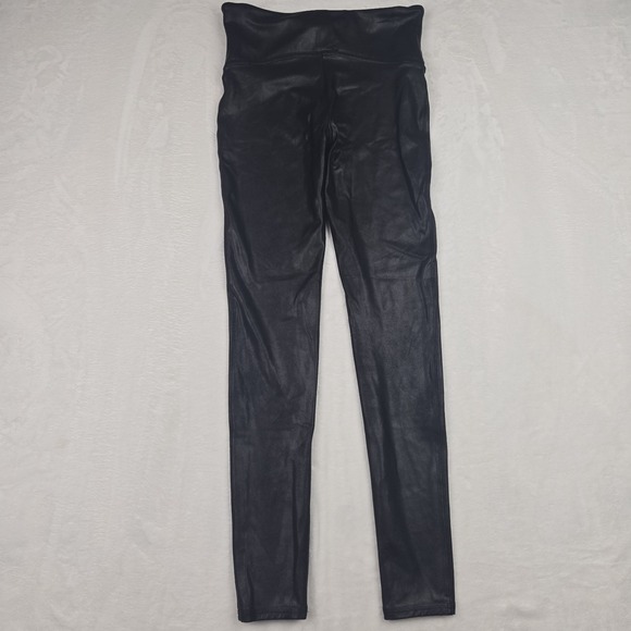 Spanx Black Leggings Women Medium Faux Leather Pattern Ankle‎ - Picture 6 of 6